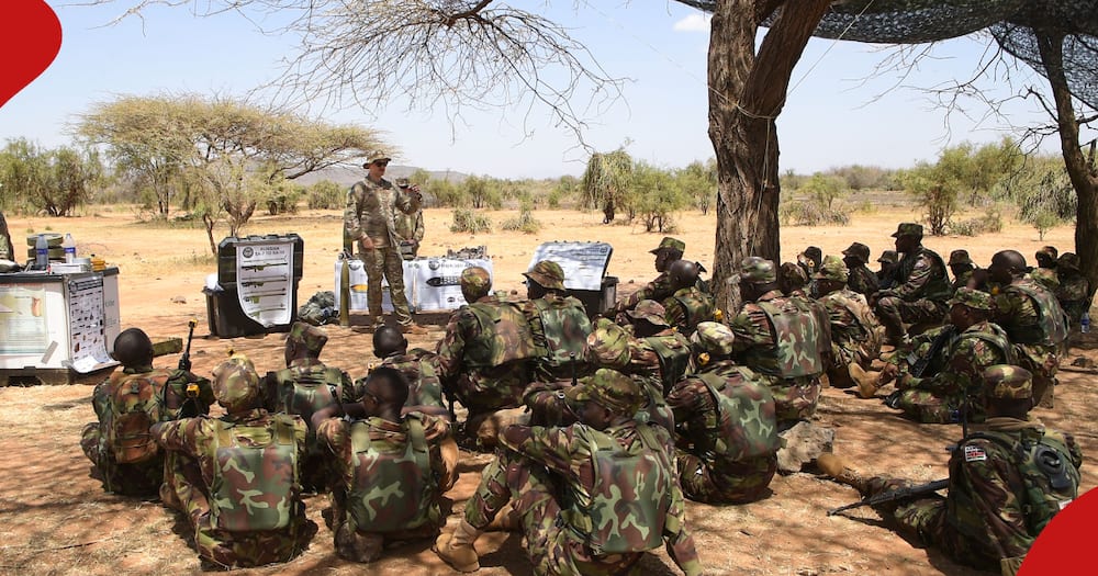 KDF soldiers (right) during a training session.