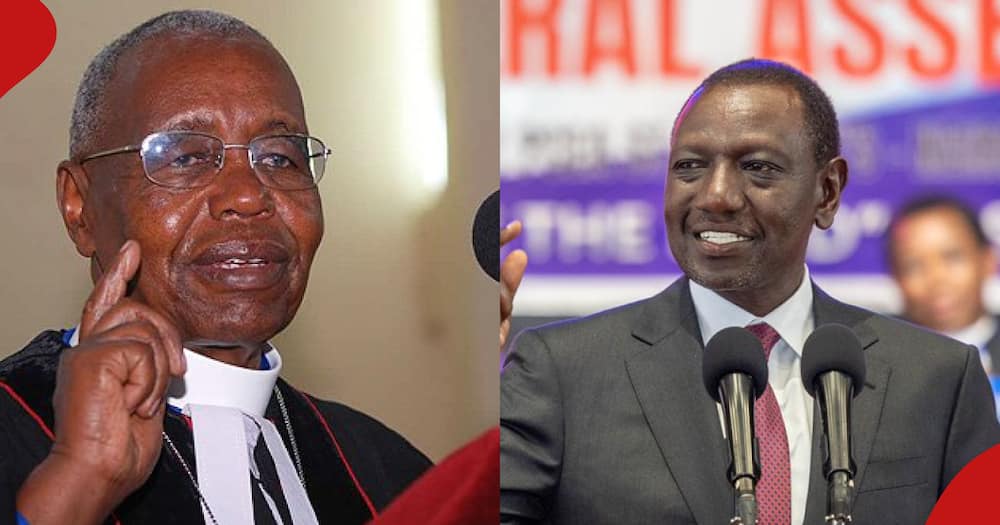 Reverend Timothy Njoya (left frame) allegedly protested installation of treasurer David Ndumo in the presence of William Ruto (right frame).