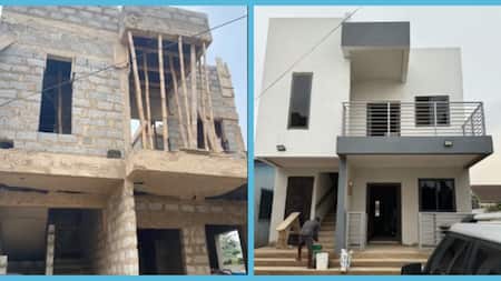 Ghanaian couple save to build house, share start-to-finish photos of the building: "Proud landlords"