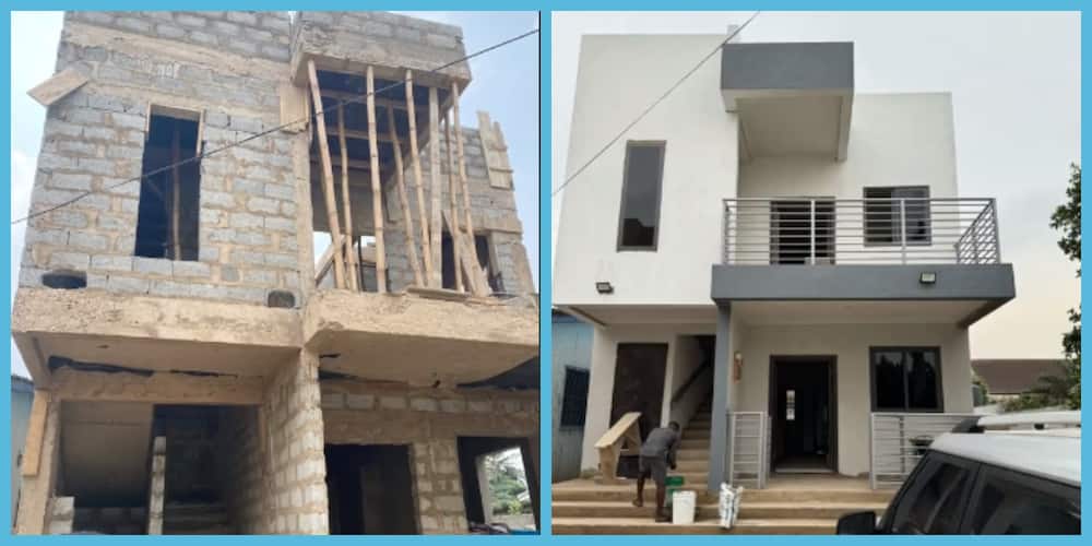 Ghanaian couple save to build house, share start-to-finish photos of the building