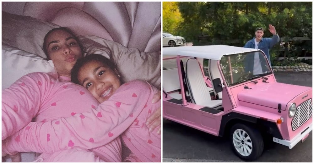 Pete Davidson rides around with Kanye West's daughter North.