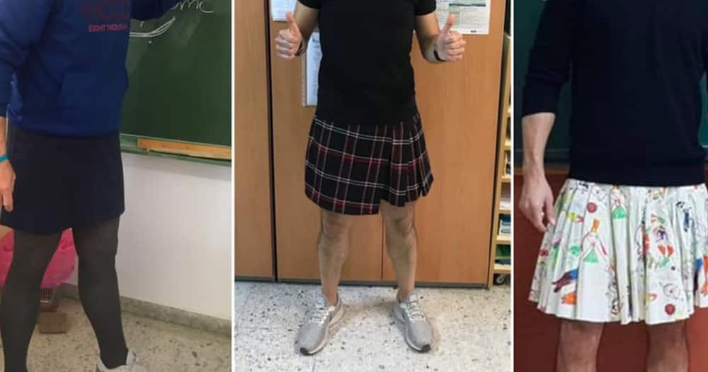 Male Teachers Show Support for Expelled Student by Wearing Skirts