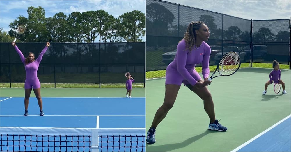 Cute photos of Serena Williams, daughter playing tennis in matching outfits thrill fans