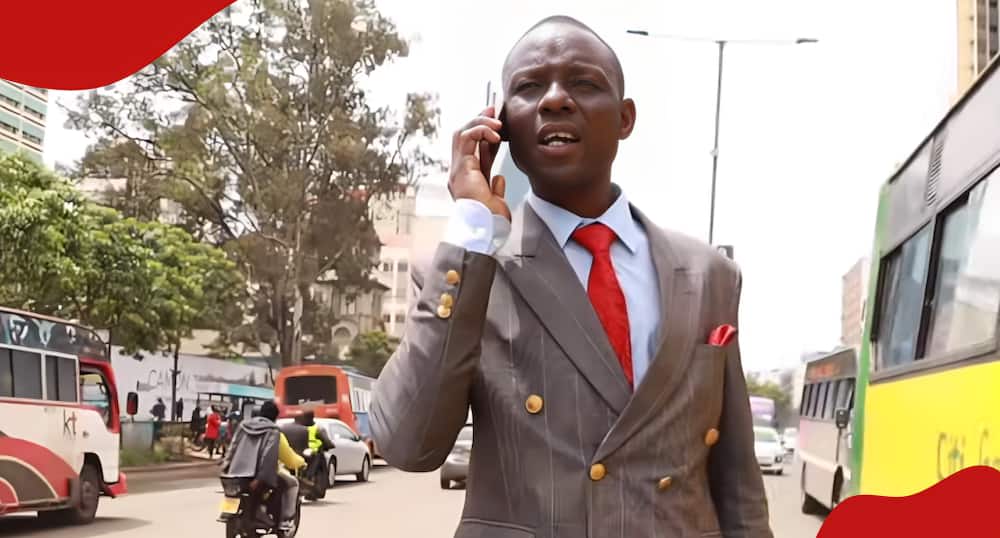 Edgar Ignatius Otieno making a call.