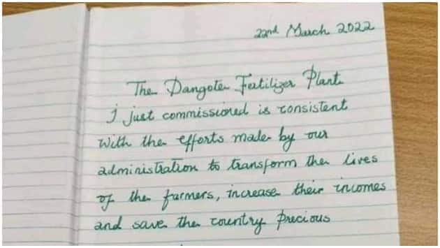 Buhari's handwriting.