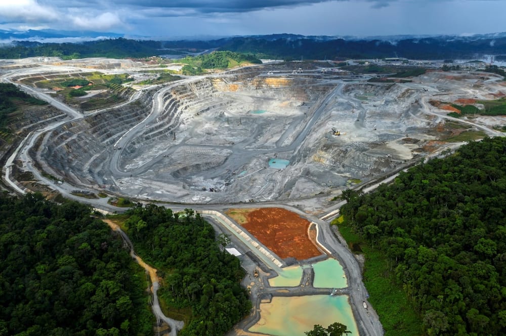 Aerial view in December 2022 of the Cobre Panama mine, operated by First Quantum Minerals of Canada