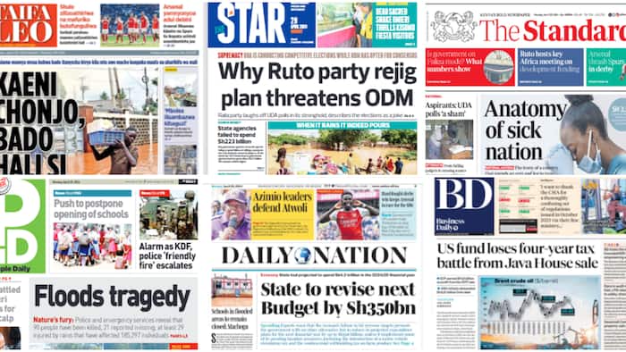 Kenyan Newspapers Review for April 29: 90 Killed, 21 Missing and 185k Affected by Floods Havoc