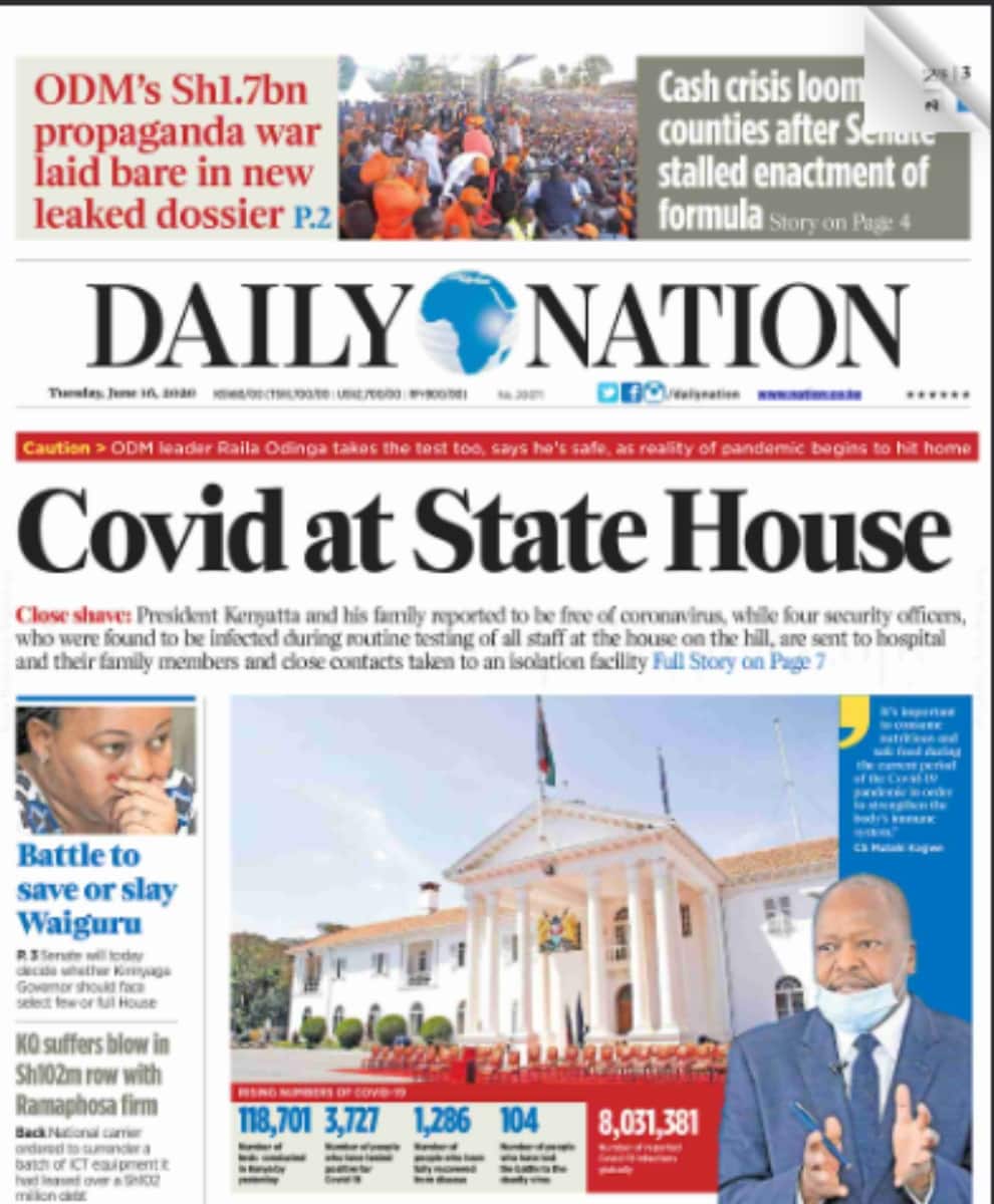 Kenya Newspapers review for June 16: Kalonzo, Gideon Moi and Peter Kenneth to feature in Uhuru's new cabinet