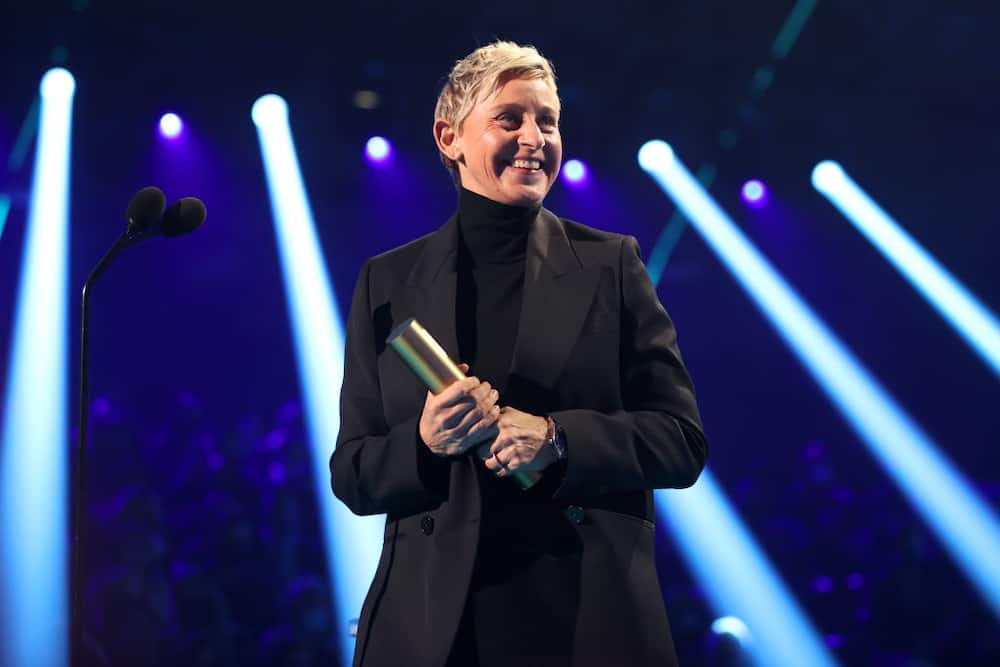 Ellen DeGeneres accepts The Daytime Talk Show of 2021 award for ‘The Ellen DeGeneres Show’ on stage during the 2021 People's Choice Awards held at Barker Hangar on December 7, 2021 in Santa Monica, California.
