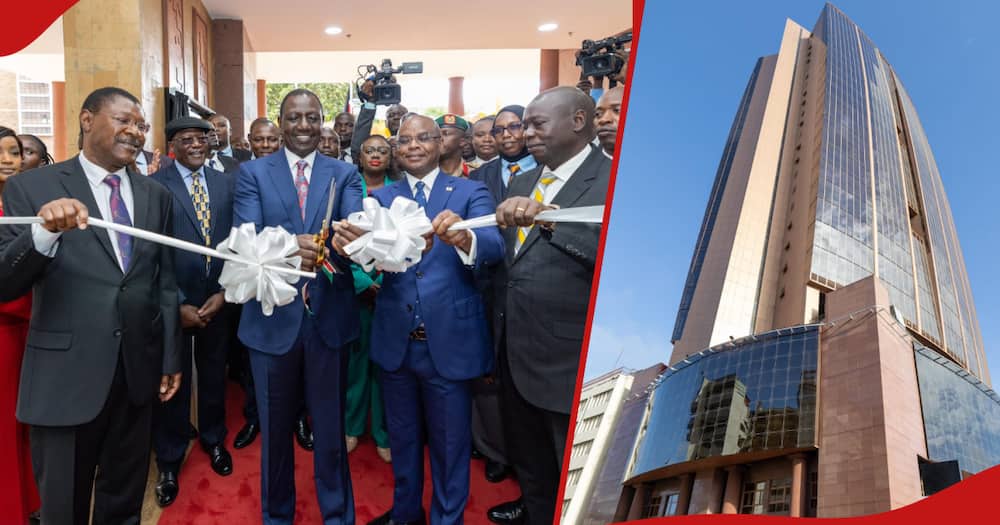 President William Ruto, Deputy President Rigathi Gachagua during the official opening of the new Bunge Tower.