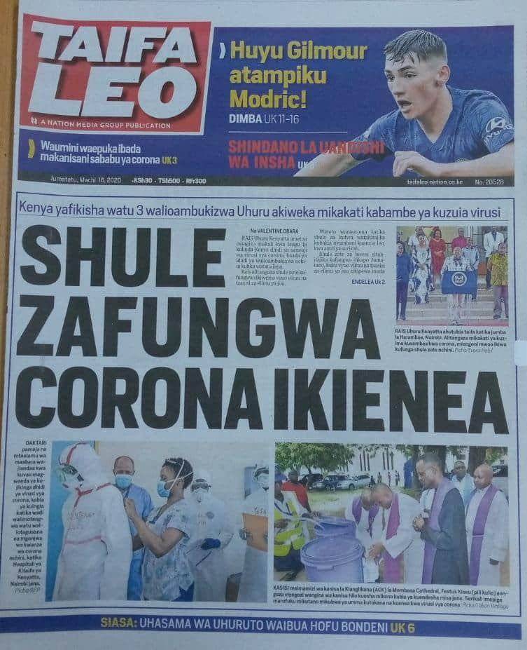 Magazeti ya Kenya, Jumatatu, Machi 16