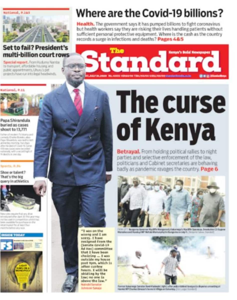 Kenyan newspapers review for July 21: Parliament put on lockdown after 50 staff tested positive for COVID-19