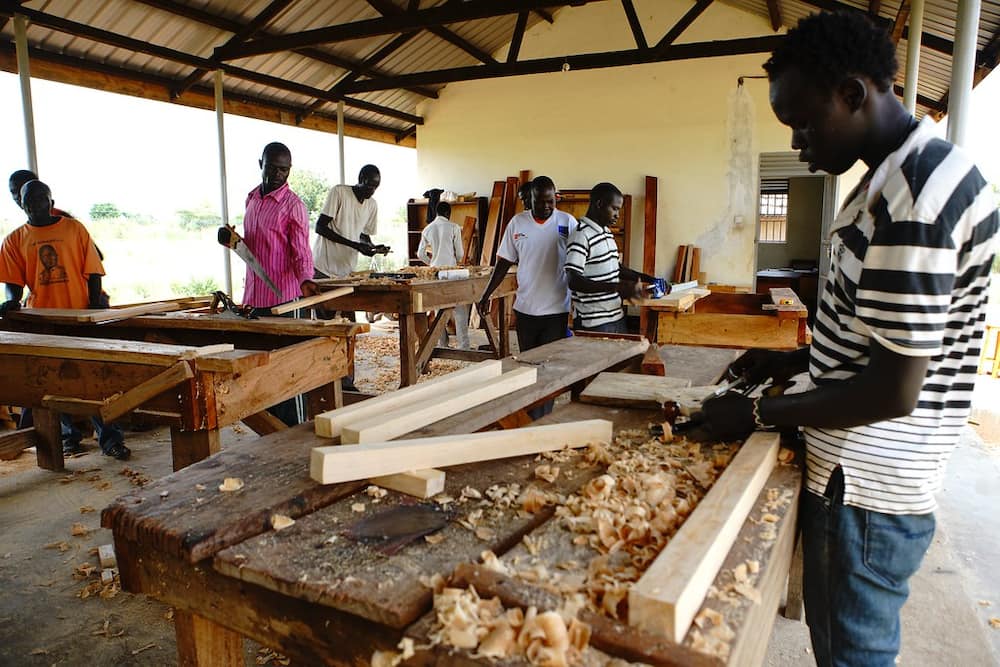Students pursuing a certificate course in Carpentry