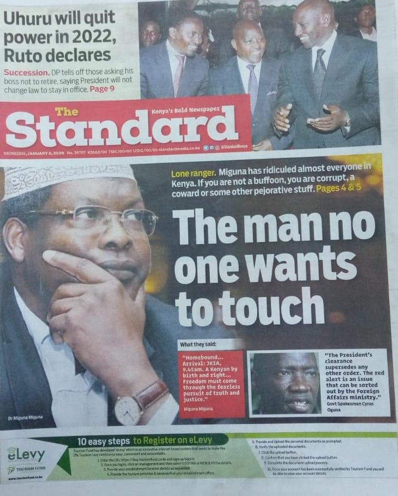 Kenyan newspapers review for January 8: Ruto, Raila to battle over control of Council of Governors ahead of elections