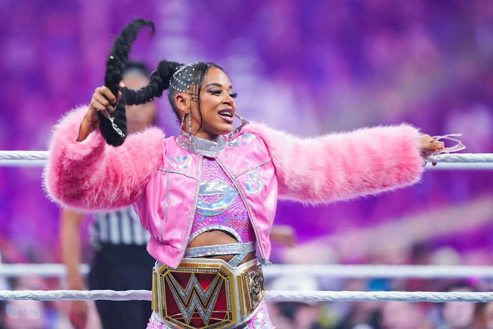 Bianca Belair is introduced prior to the Raw Women's championship