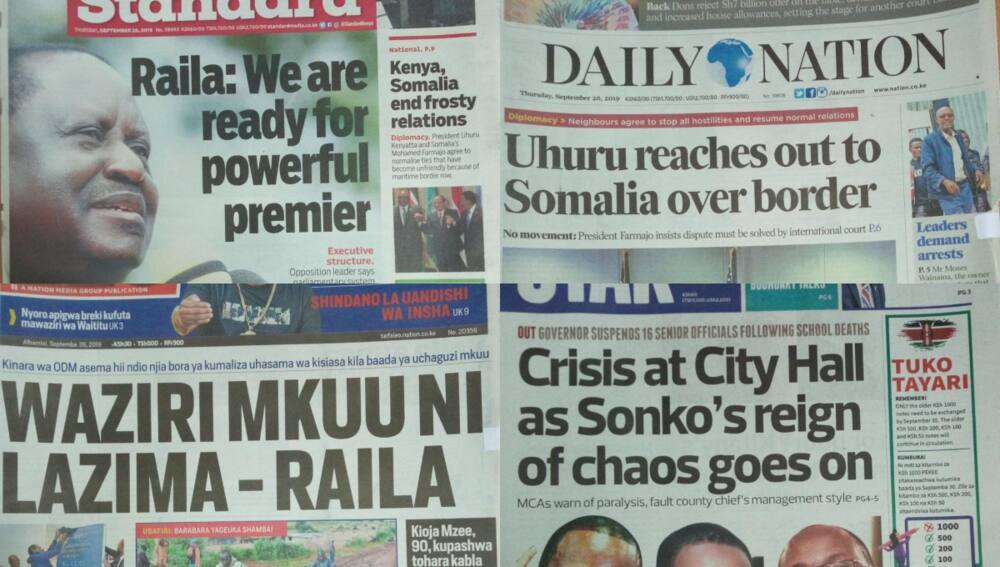 Magazeti ya Kenya Alhamisi, Septemba 26: Babu wa miaka 90 apashwa tohara kabla ya kuzikwa