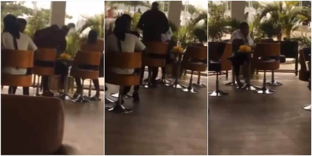 Video shows man collecting bone straight hair & slippers he bought for bae after she was seen with another man