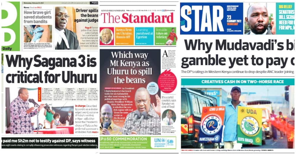 Kenyan Newspapers Review: Uhuru Convenes Sagana Meeting to Disclose Reasons for Fall-Out with Ruto