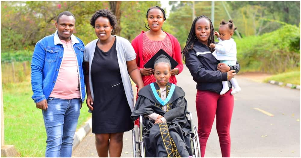 Kenyan woman celebrates sister who lives with a disability after she graduated from university.