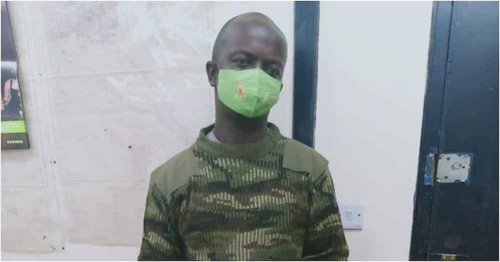 Gregory Simiyu Mabele was donning fatigues belonging to the Administration Police. Photo: DCI