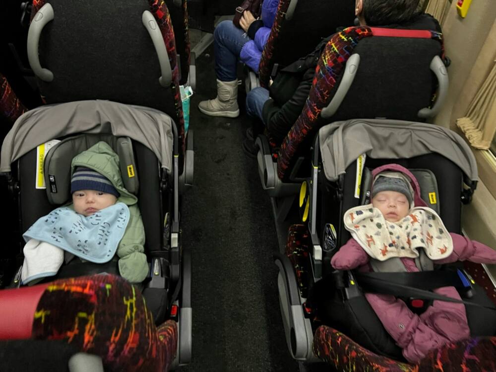 Two American babies born to a surrogate mother and evacuated to Russia during the war were "rescued" Tuesday and returned to their parents
