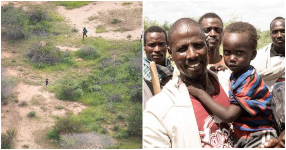 Ayub Ahmed with his dad after his dramatic rescue at the Tsavo Wilderness.