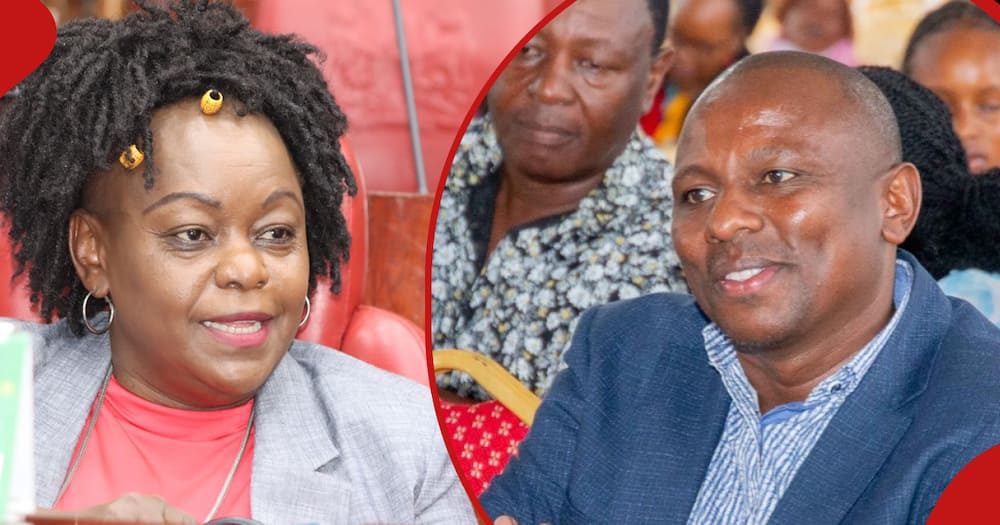 Millie Odhiambo (left frame) accused Kimani Ichung'wah (right frame) of dictatorship.