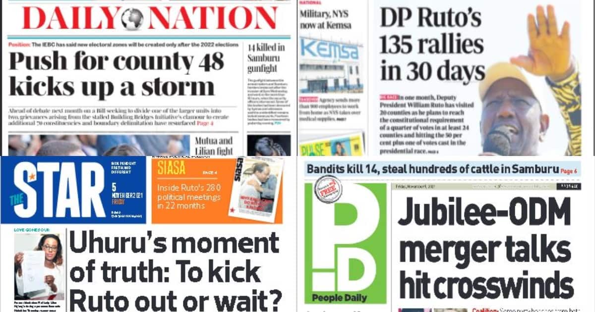 Kenyan Newspaper Review For November 5: William Ruto Holds 135 Rallies ...