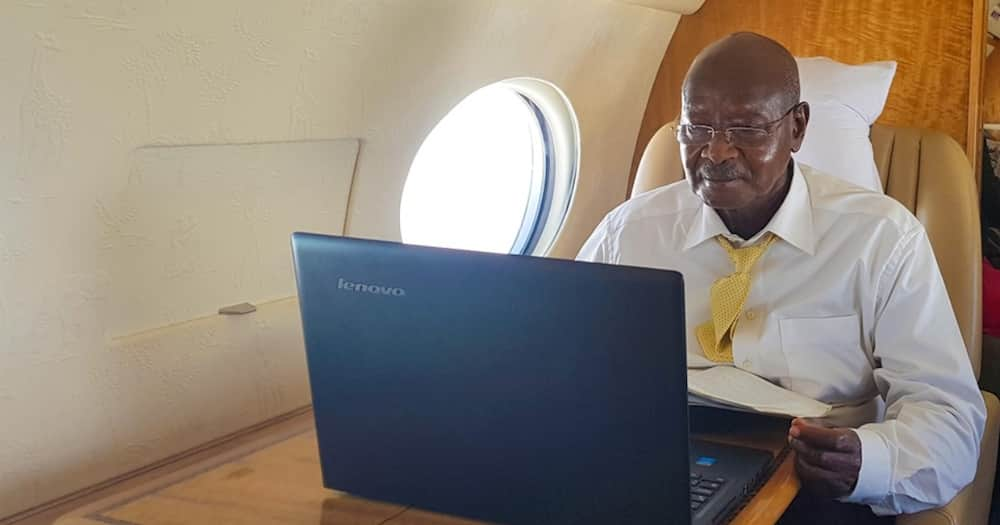 President Yoweri Museveni during an online engagement with supporters. Uganda disowned an online platform giving COVDI-19 grant. Photo: Yoweri K. Museveni.