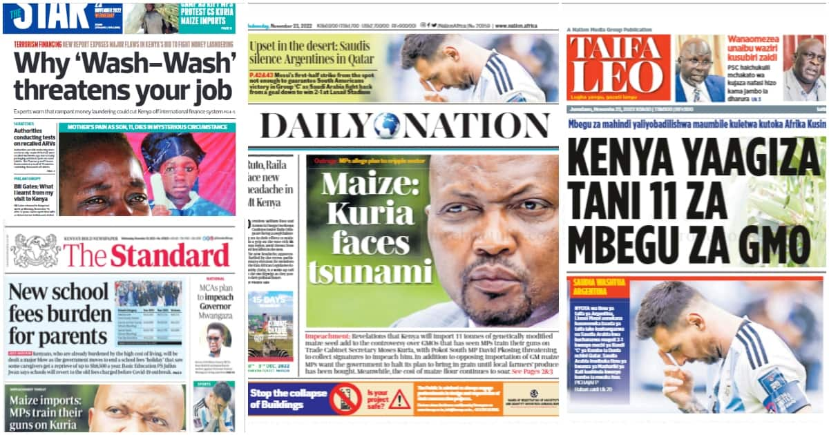 Kenyan Newspapers Review For Nov 23: William Ruto Struggling To ...