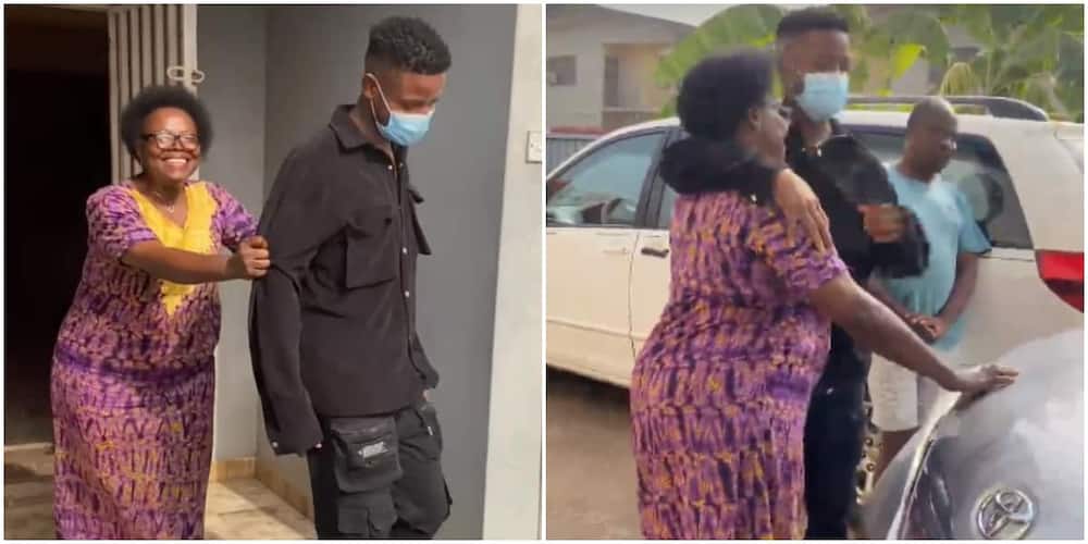 Singer Chike's mum becomes emotional as he gifts her car for Christmas.