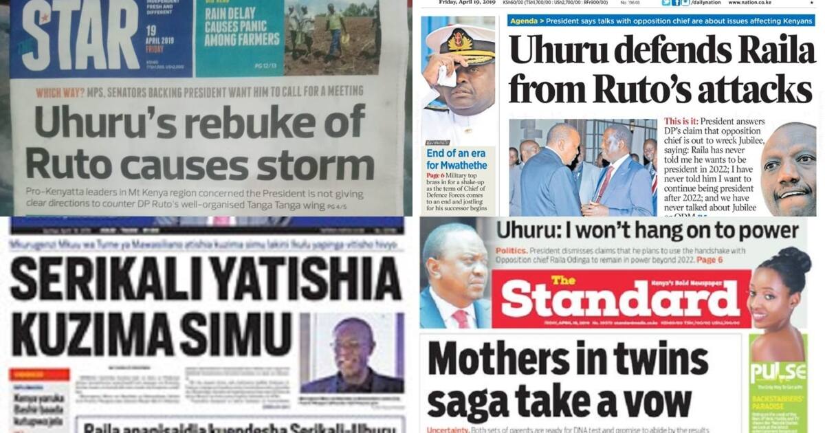 Kenyan Newspapers Review For April 19: Storm In Jubilee As Uhuru ...