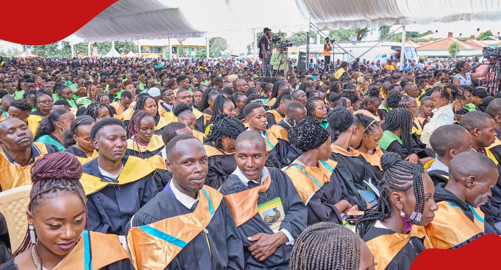 Students at Nyeri National Polytechnic during 2024 graduation.