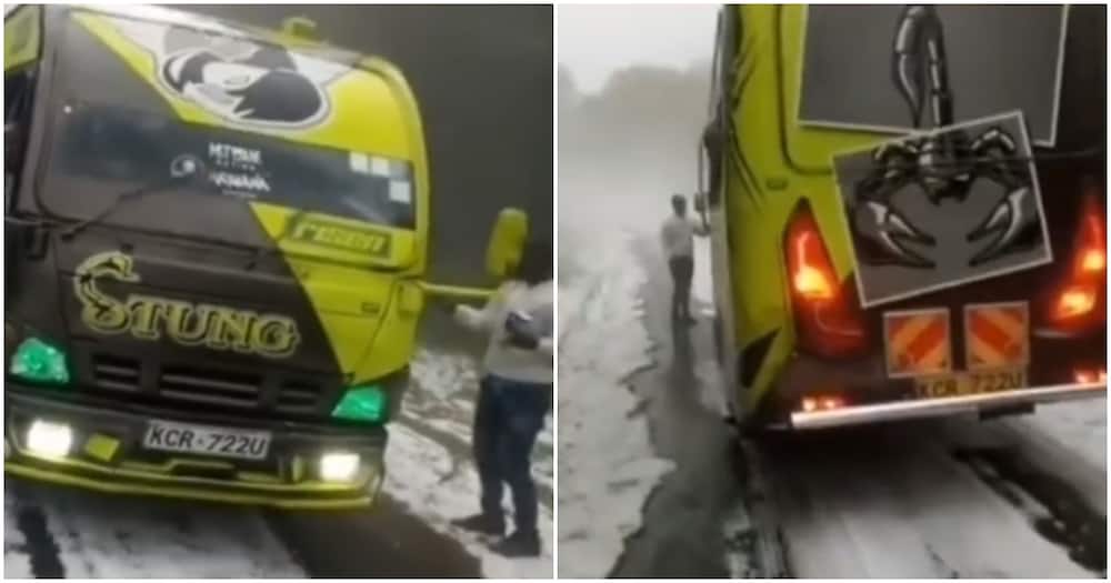 Matatu Spotted in Snow-Like Weather.