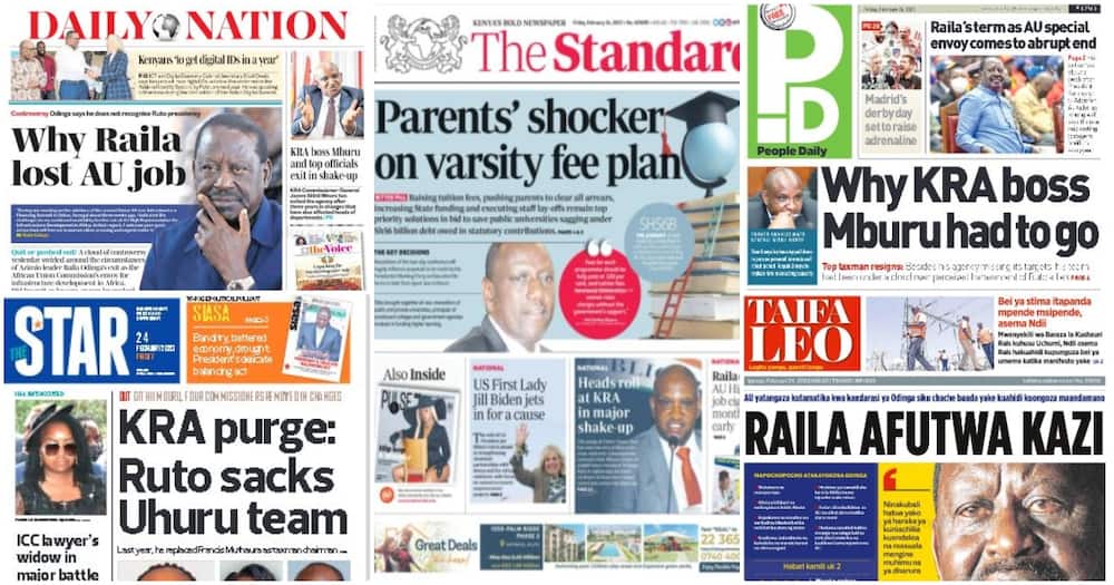 Kenyan newspaper headlines for Friday, February 24.