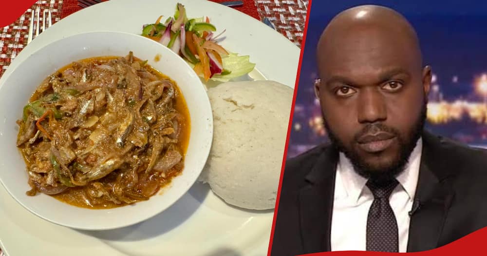 Omena meal that Larry Madowo paid for and next frame shows the famed anchor.