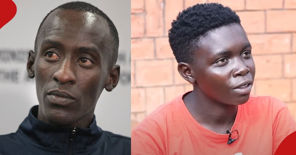 Kelvin Kiptum, alleged father of Edna Awuor's child (left frame). Edna Awuo (pictured in right frame) claims to have received KSh 40k from Kelvin Kiptum as a gift.