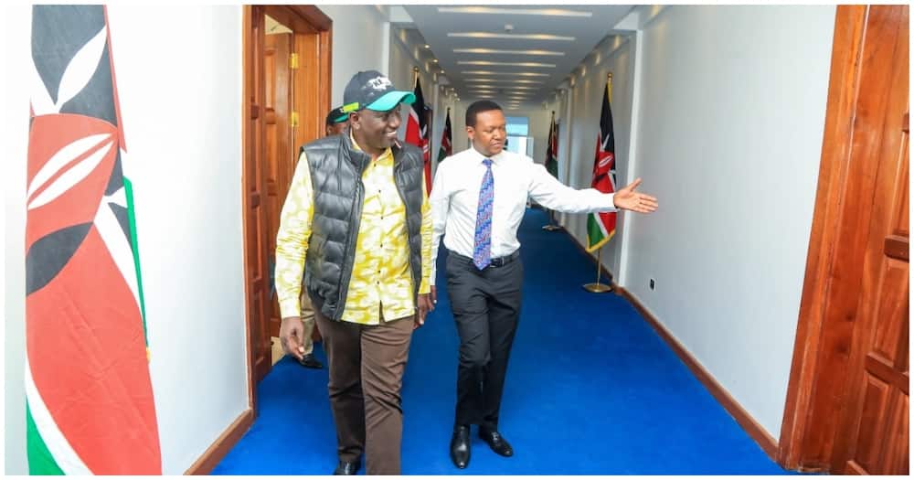 William Ruto Flies to Machakos to Visit Alfred Mutua's Office, Tours White House: "Mbele Iko Imara"
