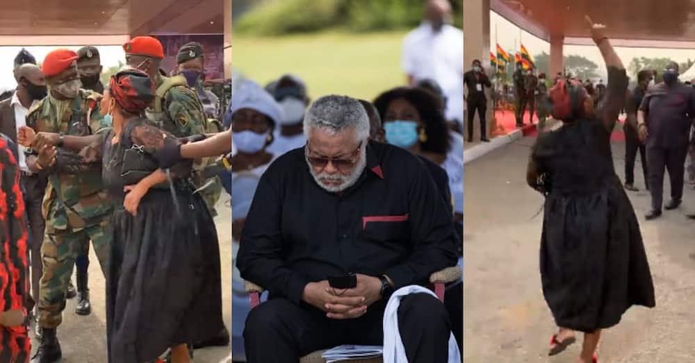 Alleged 1st daughter of JJ Rawlings causes scene at funeral; soldiers restrain her in video