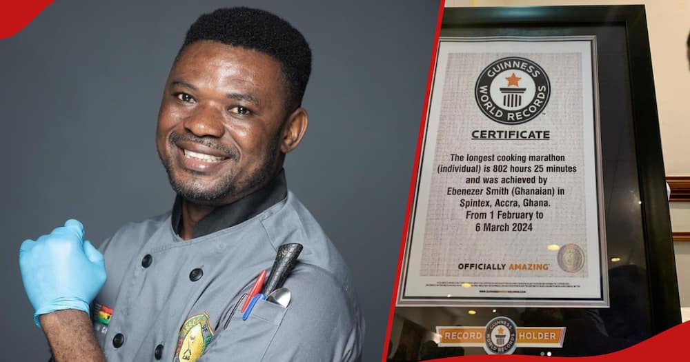 Collage of Chef Ebenezer Smith and the certificate he claimed to have been awarded.