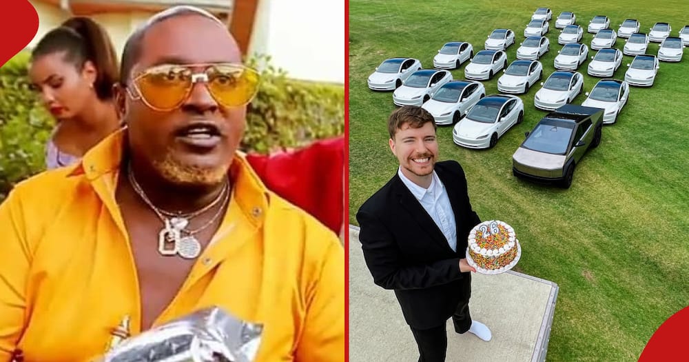 Comedian Terence Creative (l) enters the race for Tesla after Mr Beast announced 26 Tesla giveaways.