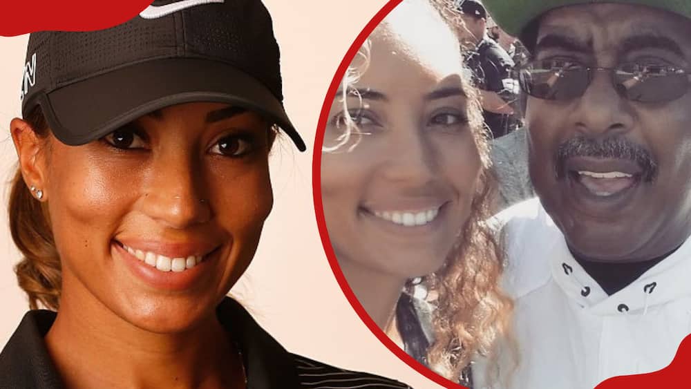 A collage of Cheyenne Woods and her father Earl Dennison Woods Jr