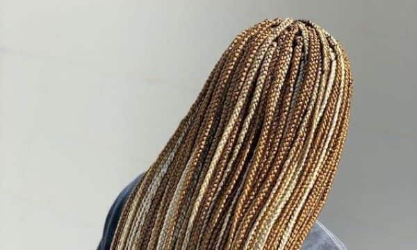 Dark chocolate with touches of grey or blonde braids