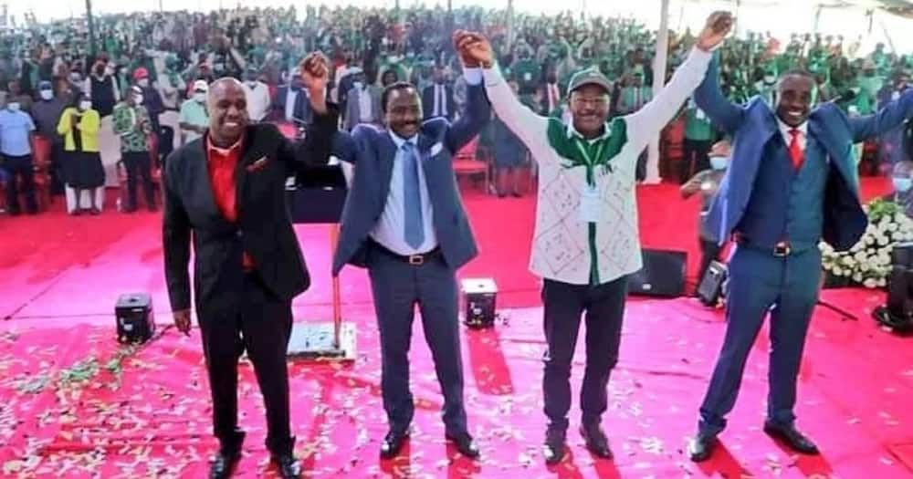 Moses Wetang'ula (second right) during the Ford Kenya NDC.