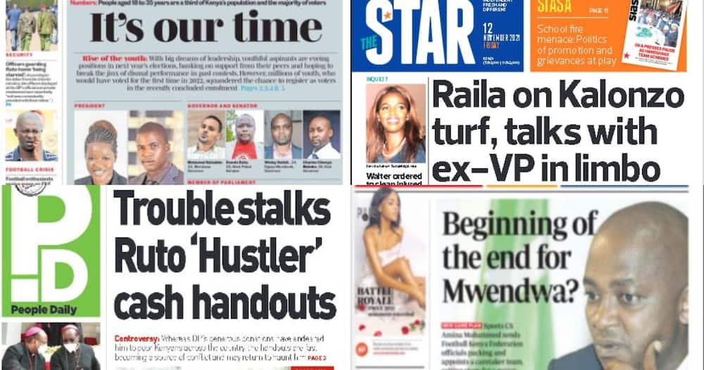 Kenya Newspaper Review for Nov 12: Interior Ministry Says AP Officers Deployed to Ruto's Residences Starving