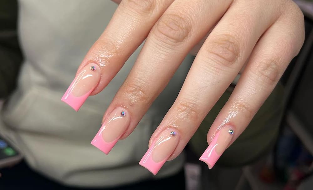 medium tapered square French tip acrylics