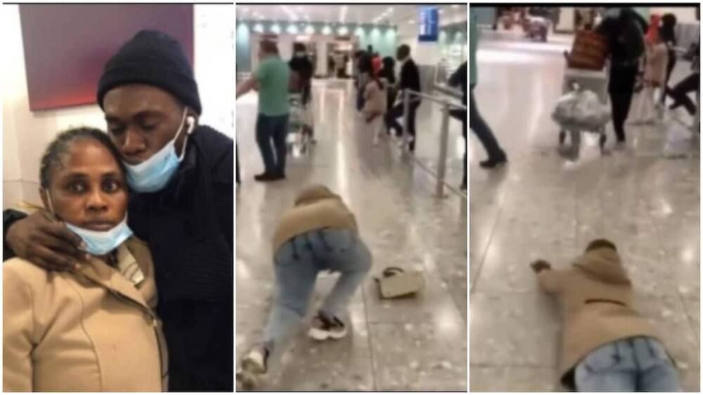 Young man reunites with mum in the UK.