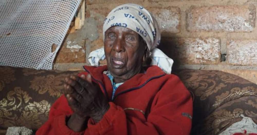 Cecilia Njeri Mbugua, mwenye umri wa miaka 105, ambaye ni mmoja wa wanachama wa kundi la Wareng. Picha: K24.