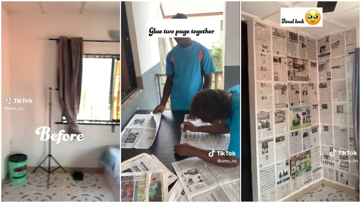 Lady Rents Single Room House, Uses Old Newspapers as Wallpapers to Create  Catchy Interior Decor - Tuko.co.ke