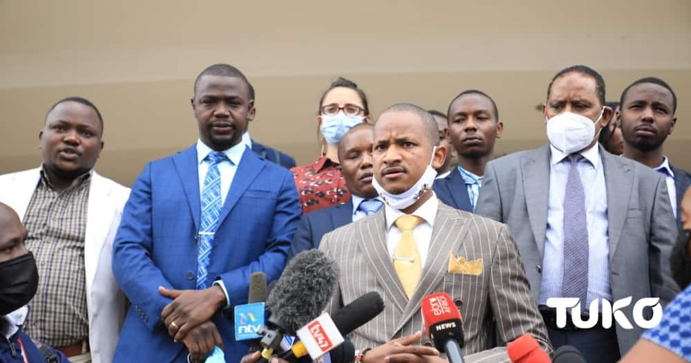 The MPs were led by Embakasi East MP Babu Owino. Photo: John Papanoo.